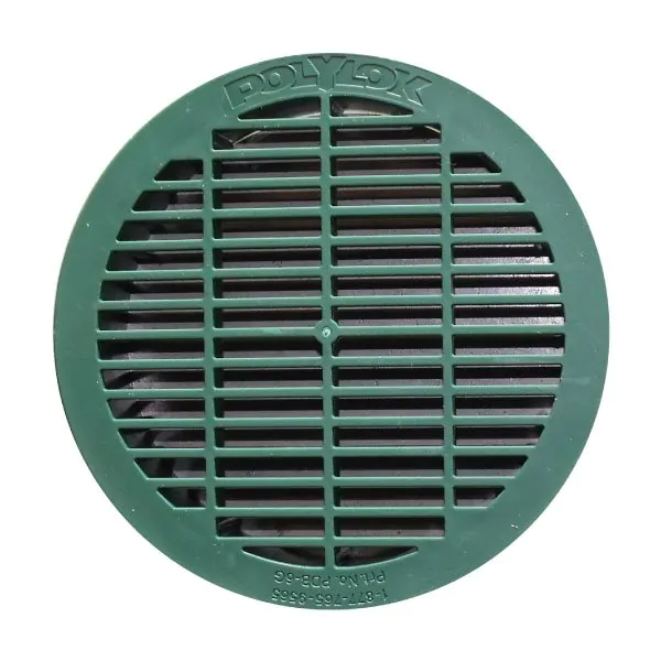 Polylok 10 Inch Round Pipe Grate - Fits 10" SCH40, SDR35 & Corrugated Pipe, Green, Fade Resistant